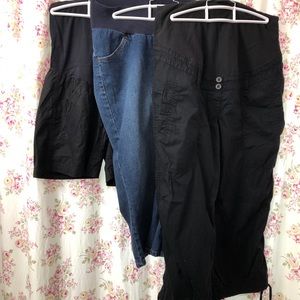 Maternity Lot Capri Jeans Pants Shorts Black Small